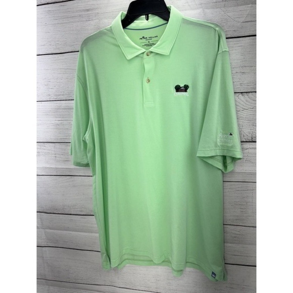 Peter Millar Golf Polo Shirt Men's XL Seaside Wash Green Performance Club Logo